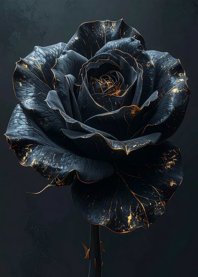 Elegant Black and Gold Rose