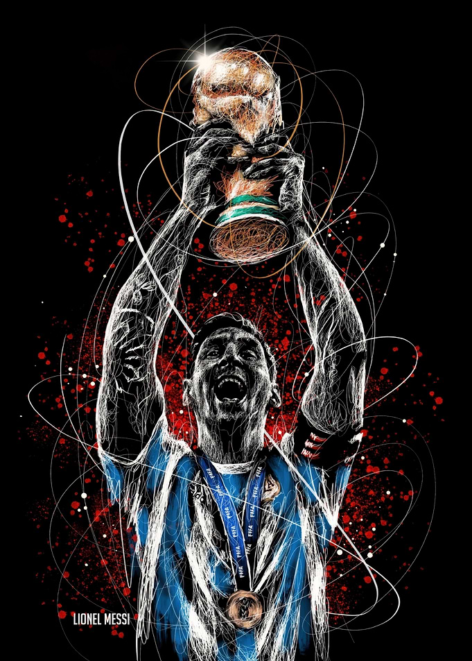 Lionel Messi World Cup Victory Art