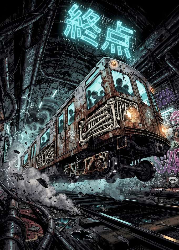 Post-Apocalyptic Subway Train Illustration