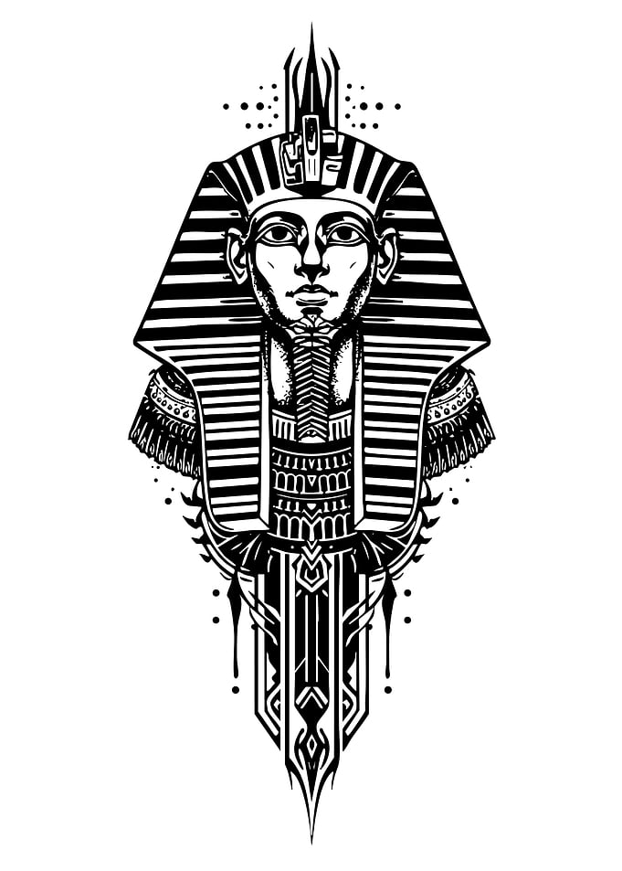 Pharaoh Illustration in Black and White