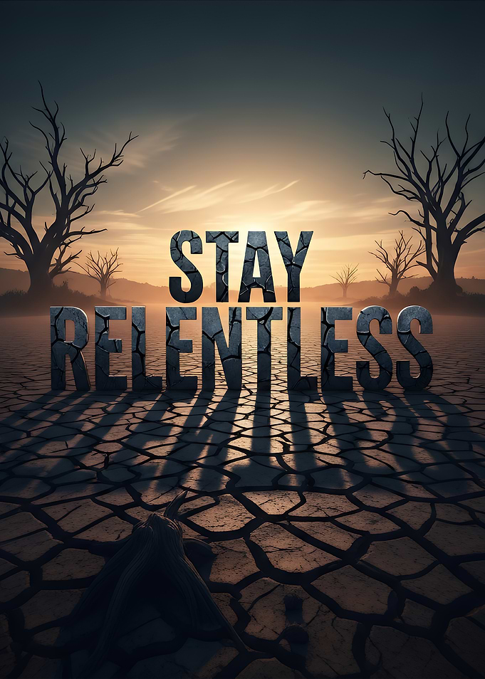 Stay Relentless: Cracked Earth Landscape