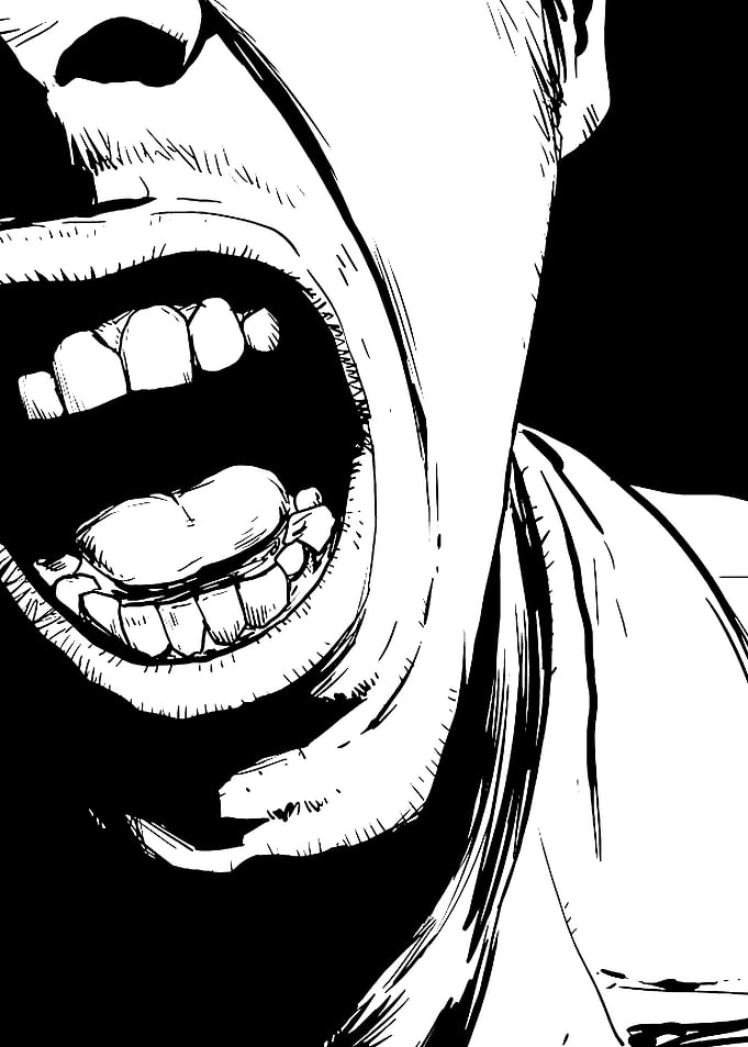 Screaming Face Black and White Art