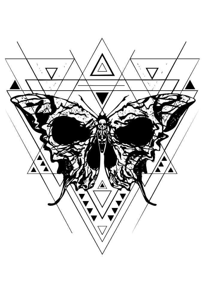Skull Butterfly with Geometric Shapes