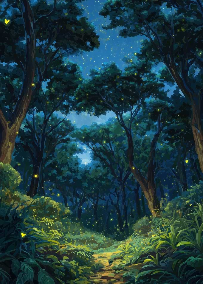 Enchanted Forest Path at Night