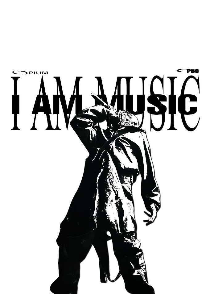 I AM MUSIC Black and White Poster