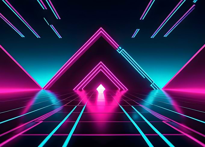 Neon Synthwave Triangle Tunnel