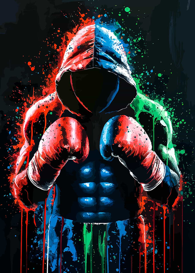 Abstract Boxer with Hood and Gloves