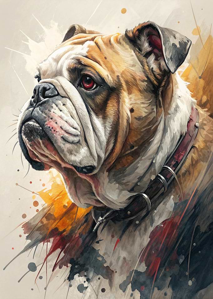 Watercolor Bulldog Portrait