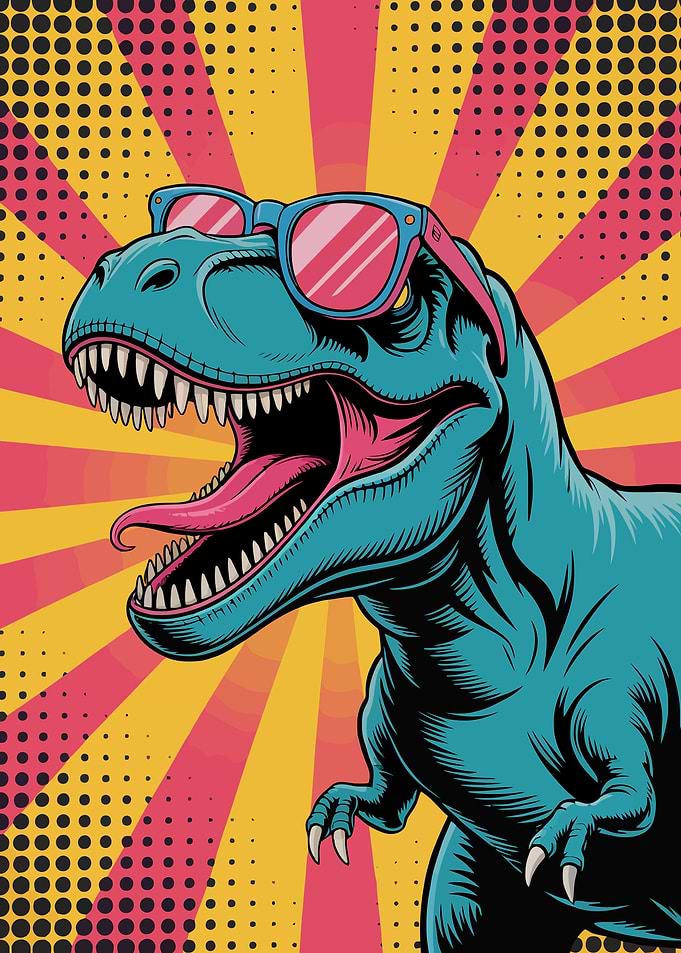 Cool Dinosaur with Sunglasses Pop Art