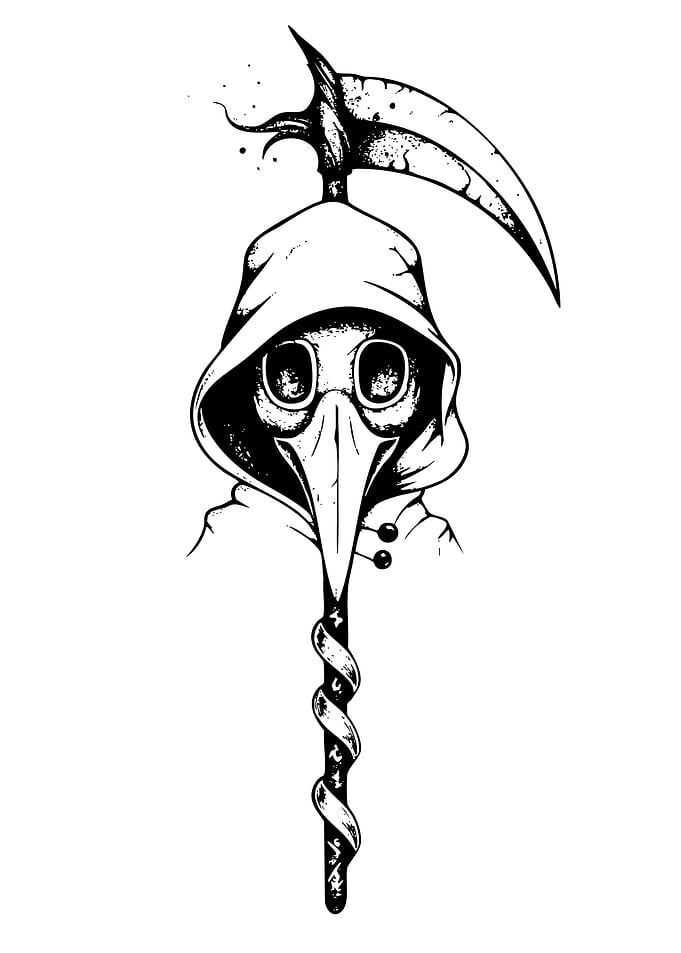 Plague Doctor with Scythe Illustration