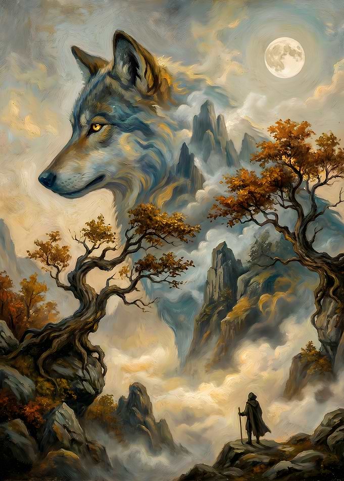 Wolf Mountain Landscape Painting