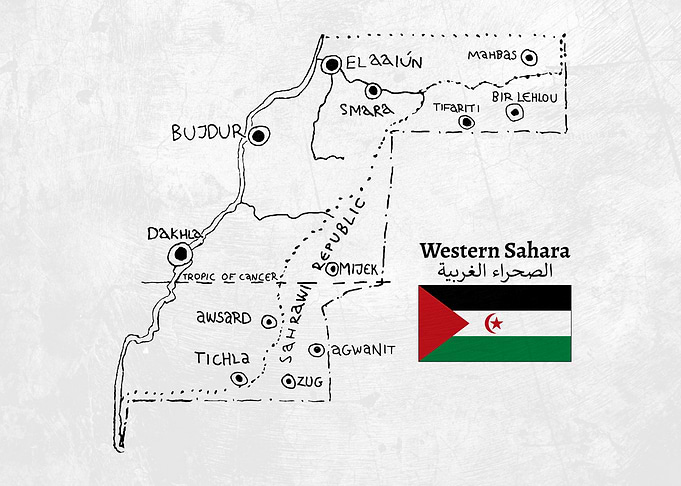 Handdrawn Map of Western Sahara
