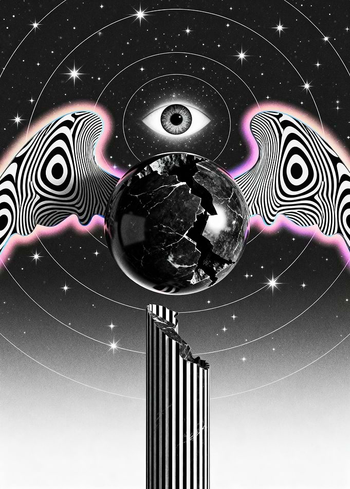 Surreal Cosmic Eye and Cracked Earth