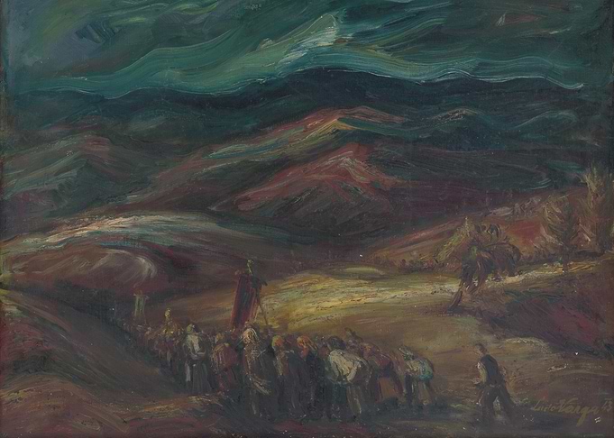 Mountainous Landscape with Procession Painting