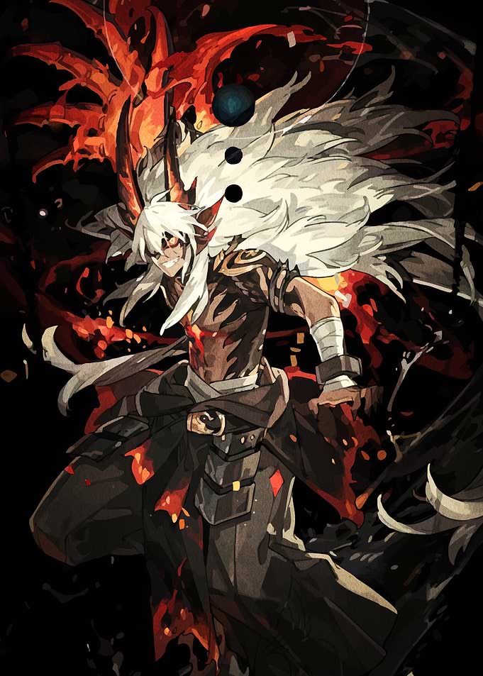 Anime Character with Fiery Aura