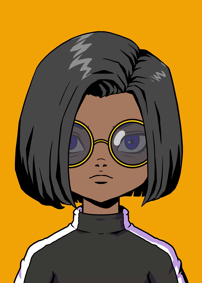 Cartoon Portrait with Glasses on Orange