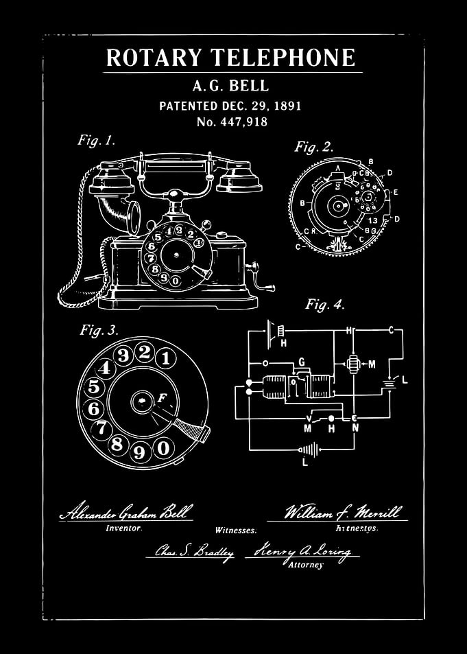 Rotary Telephone Patent Blueprint