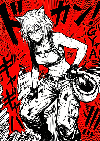 Anime Catgirl Warrior with Helmet