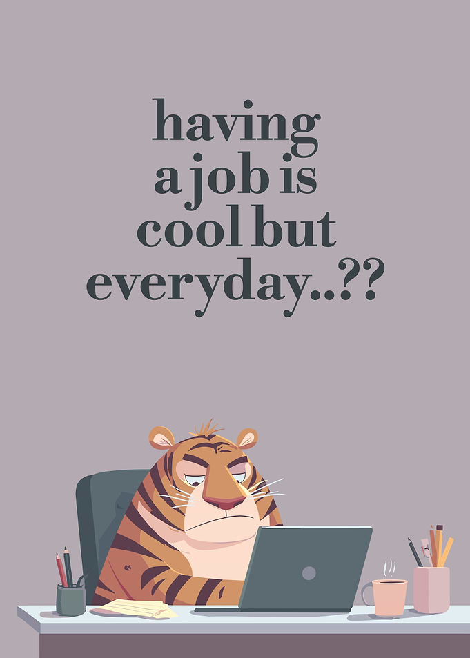 Tired Tiger Working From Home