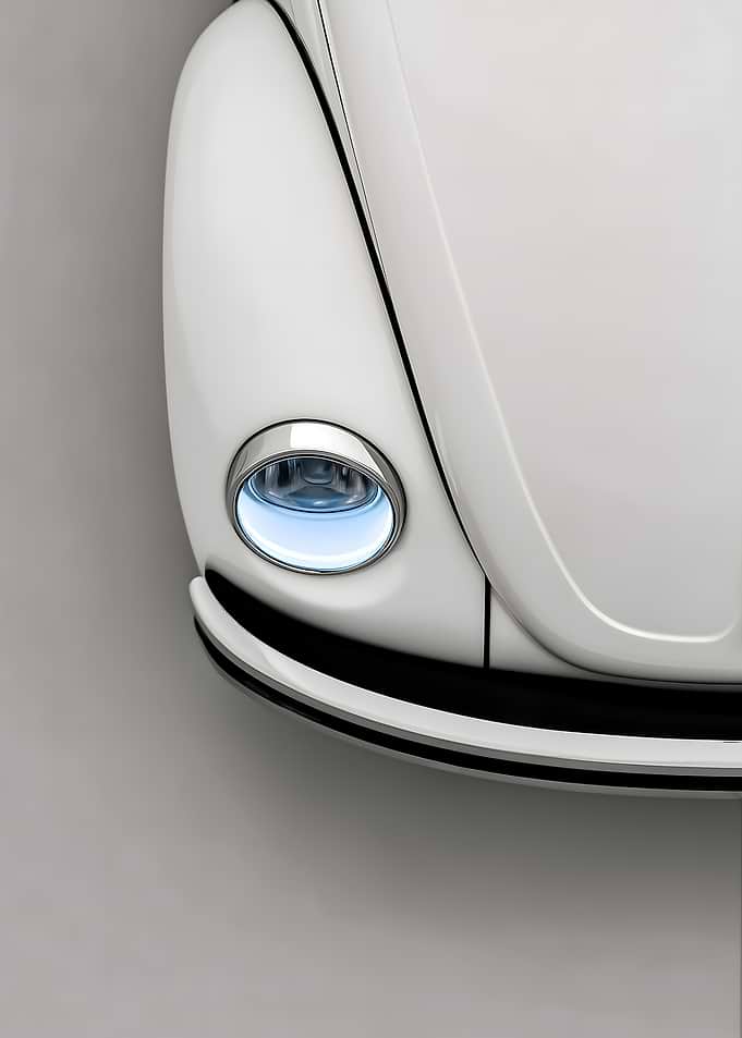 White Volkswagen Beetle Front Detail