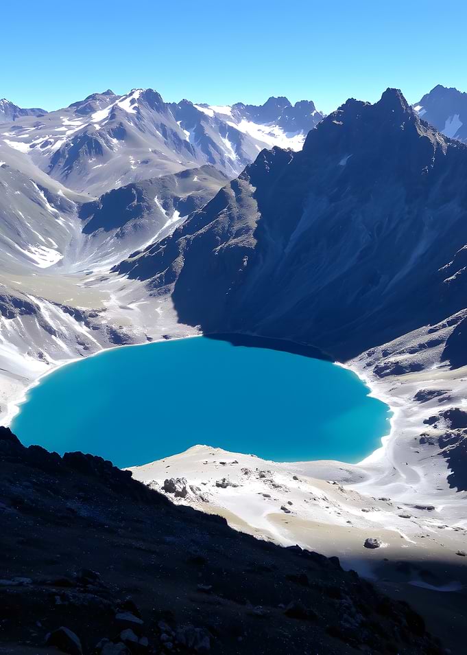 Turquoise Lake Surrounded by Mountains