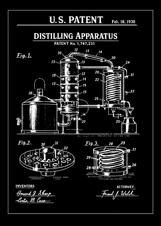 Distilling Apparatus U.S. Patent Blueprint