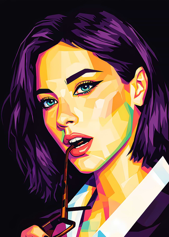 Gracie Abrams Colorful Portrait of a Woman with Glasses