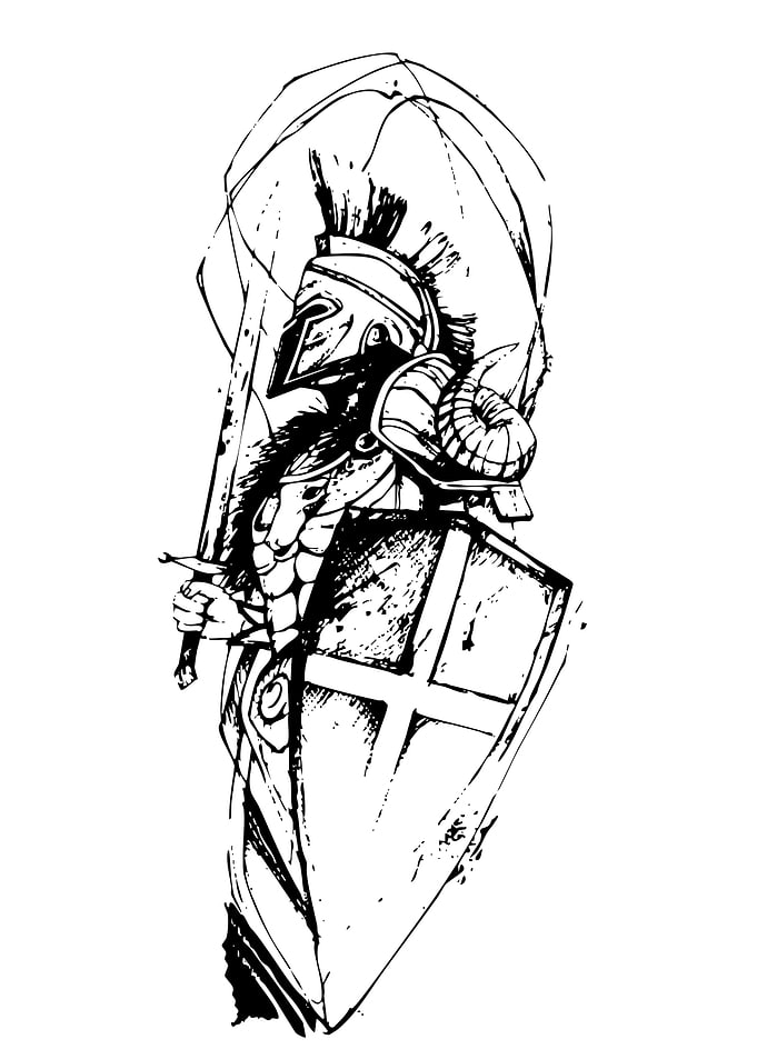Monochrome Knight with Sword and Shield