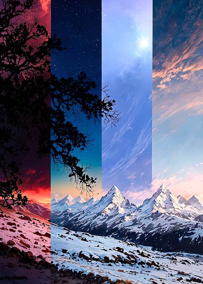 Four Seasons Mountain Landscape