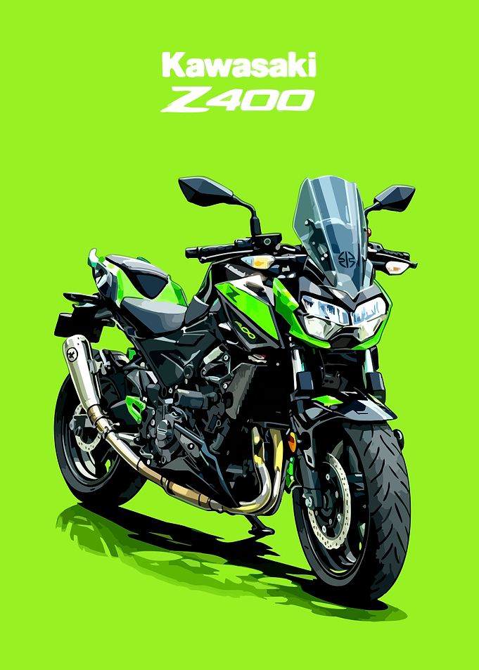 Kawasaki Z400 Motorcycle Illustration