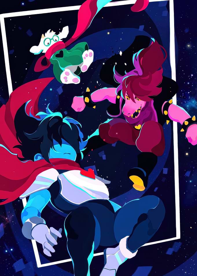 Deltarune characters in action pose