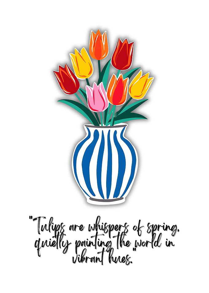Tulips in Vase with Quote