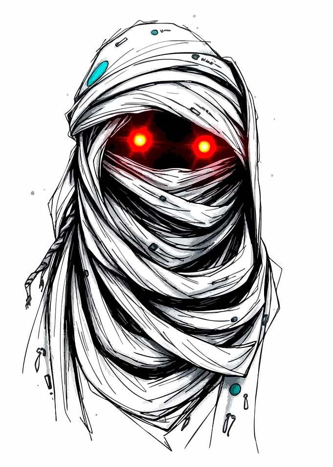 Mummy with Glowing Red Eyes Illustration