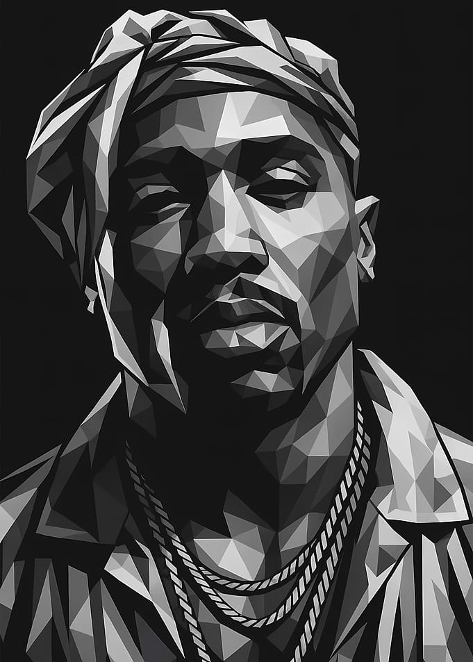 Tupac Shakur Low Poly Portrait