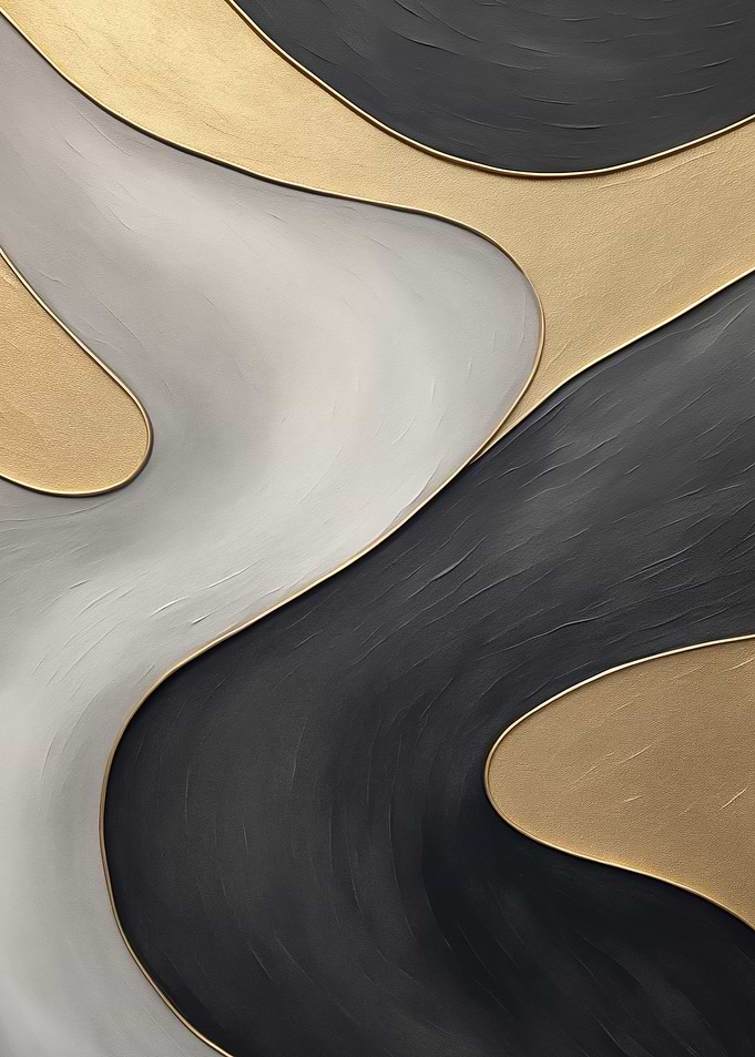 Abstract Gold, Gray, and Black Art