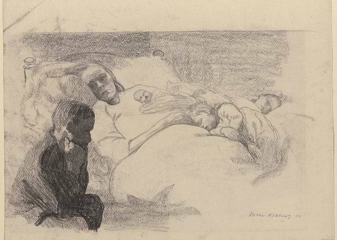 Pencil Drawing of Mother and Children