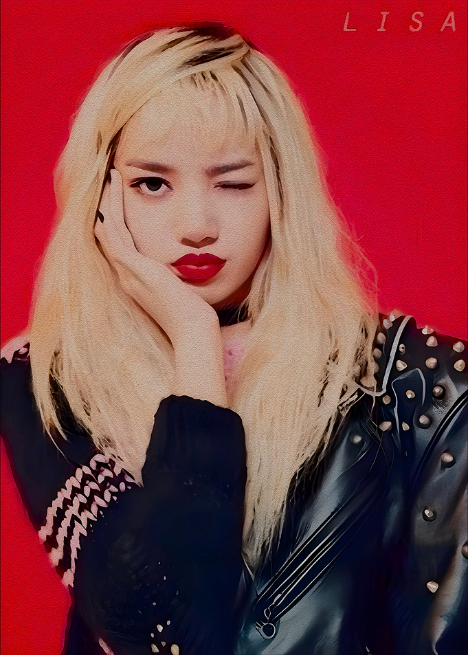 Lisa from Blackpink winking portrait