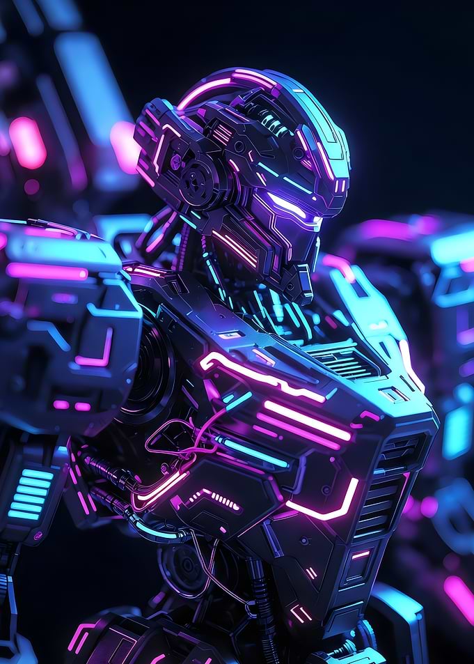 Cyberpunk Robot with Neon Lights
