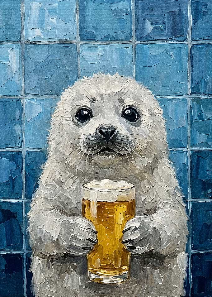 Seal with Beer Painting