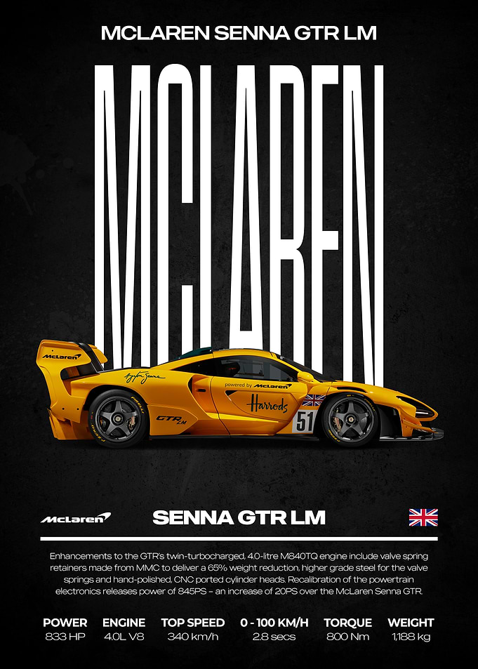 McLaren Senna GTR LM Poster