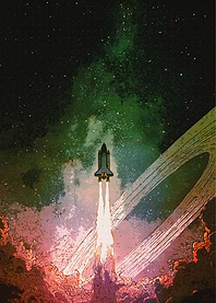 Space Shuttle Launching into Space Art