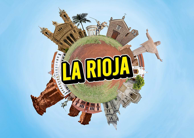 La Rioja landmarks on a globe