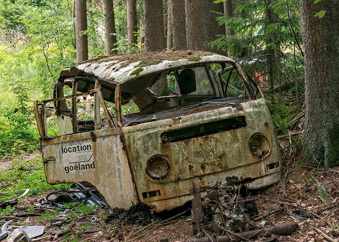 Abandoned Van in Forest