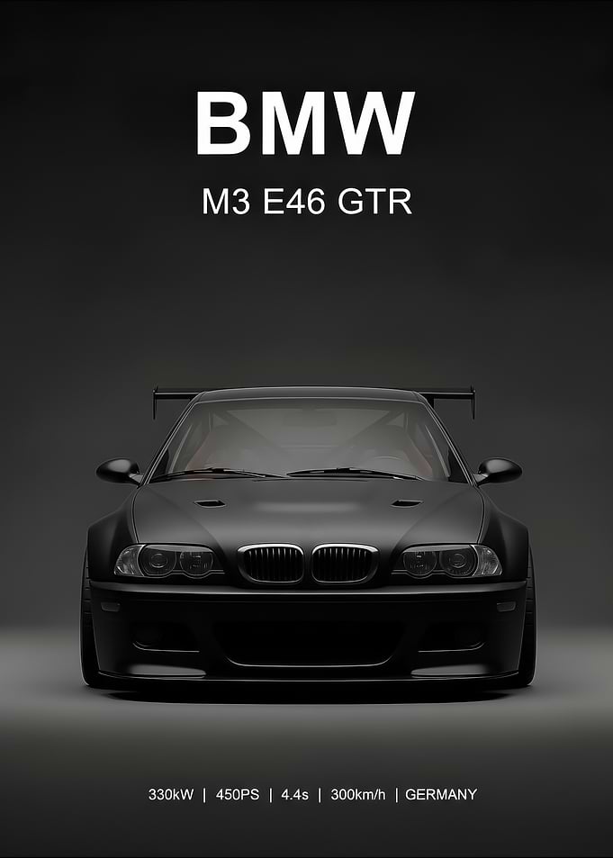 BMW M3 E46 GTR Car Poster