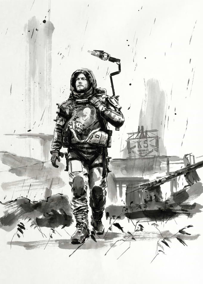 Death Stranding Ink Wash Illustration