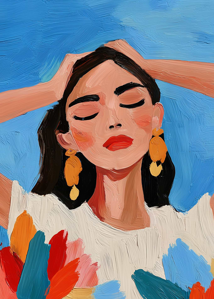 Woman with Eyes Closed Painting