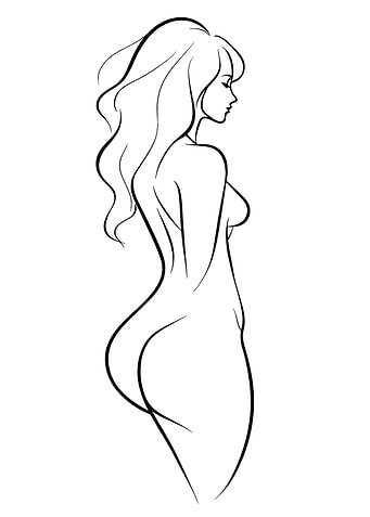 Sensual Woman Profile Line Art