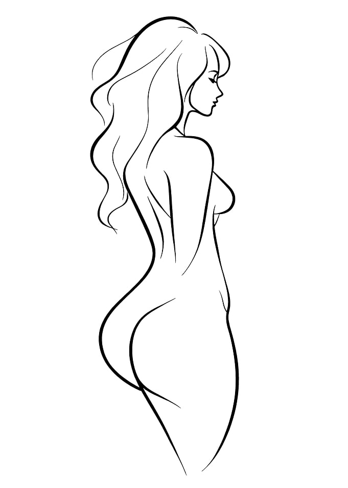 Sensual Woman Profile Line Art
