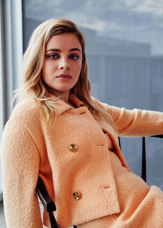 josephine langford in Peach Tweed Suit