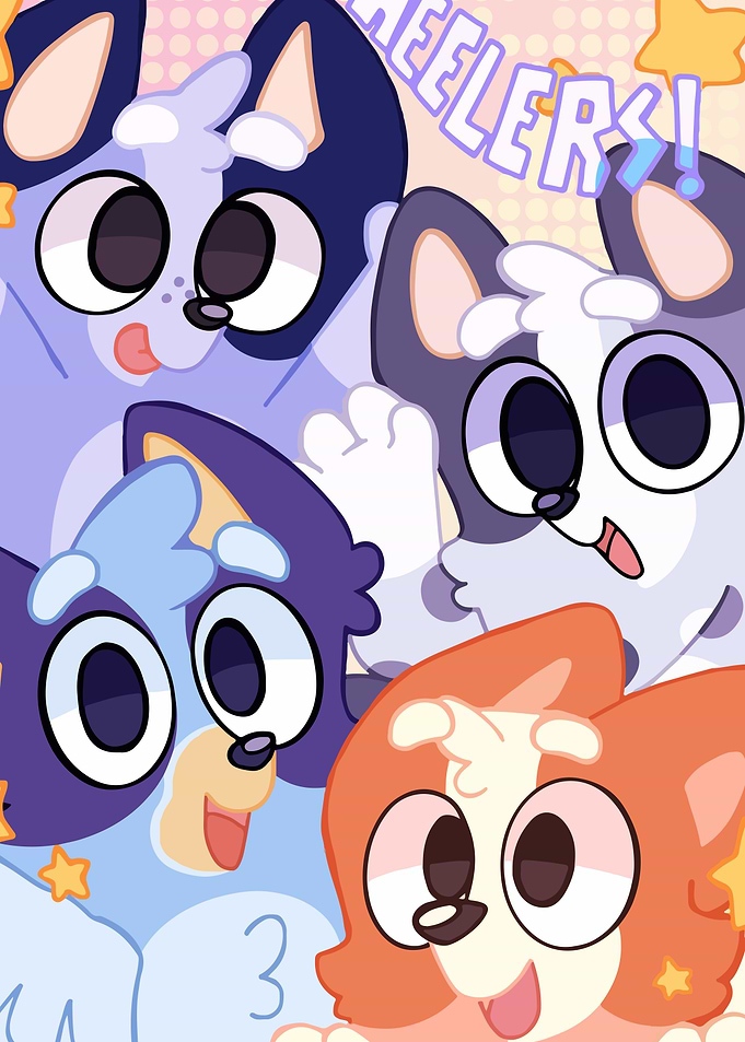 Bluey and Friends Cartoon Illustration